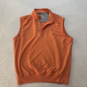 F&G Tech Vest Men's M Orange Heathered 1/4 Button Mock Neck Pullover Golf